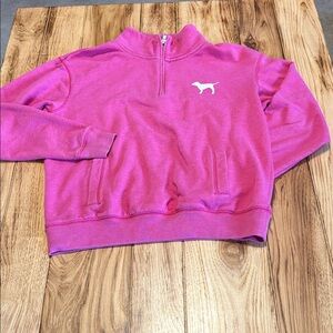 PINK Victoria's Secret Fuchsia Quarter-Zip with White Dog Logo